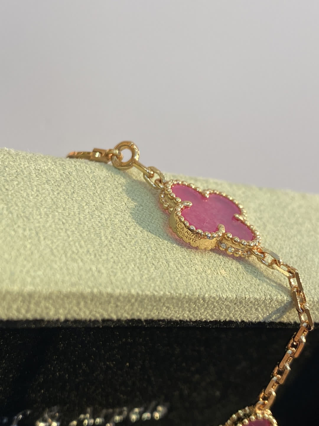 Van Cleef & Arpels Alhambra Pink Enamel Gold Necklace